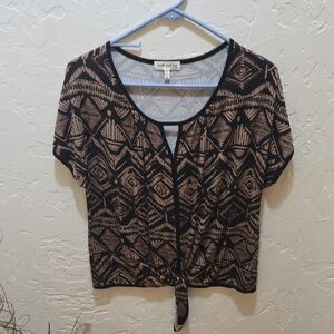 Faith and Joy Black and Brown Patterned Top